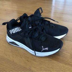 Puma black running shoes sneakers